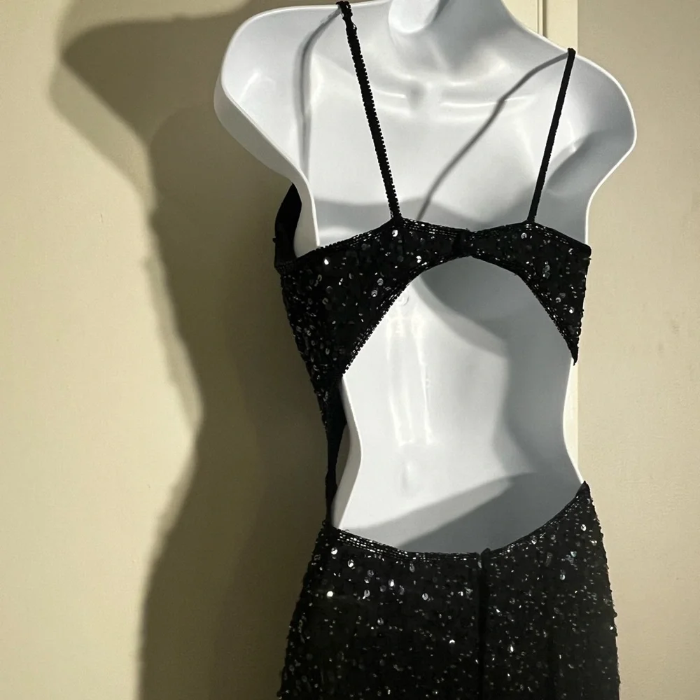 Scala Black Glitter Prom Dress - Picture 4 of 11